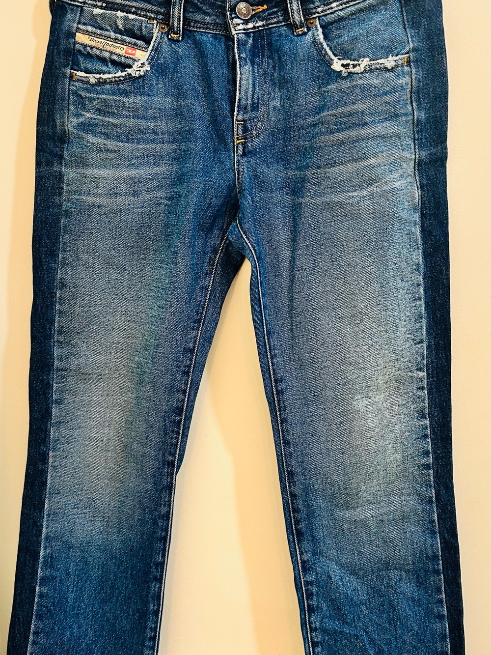 Diesel Blue Washed Cropped Ankle Jeans